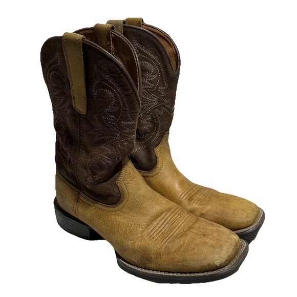 Ariat Men's Sport Pardner Matte Tan Brown Square Toe Cowboy Boots Size 7.5 - Picture 1 of 10